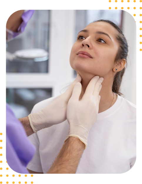 A medical expert diagnosing a female patient.